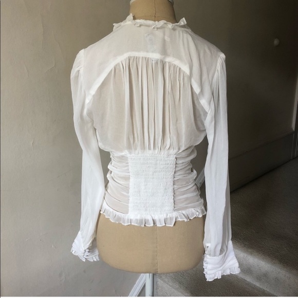 Free people Victoria Rouched Ruffle Button Blouse - Picture 3 of 5